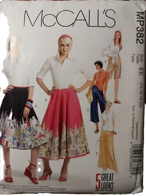 McCall's MP382 Pattern EE 14-1-18-20, 5 Looks Skirts Shorts Gaucho Pants Uncut - Image 1 of 4