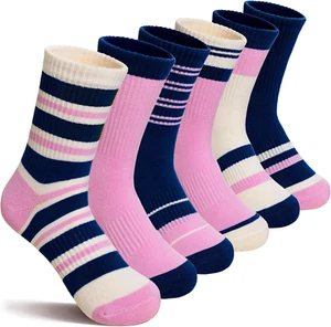 Kids Girls Socks Athletic Sport Breathable Soft Cotton Youth Girsl Crew Socks 6 - Picture 1 of 5