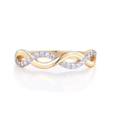 Ladies 9 Carat Gold on Sterling Solid 925 Silver Simulated Diamond Infinity Ring - Image 1 of 4