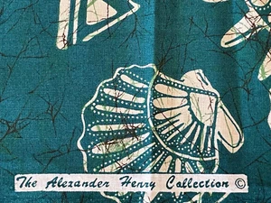 VTG Alexander Henry Collection Seashells Teal Blue Green White ~2 yds Cotton - Picture 1 of 5
