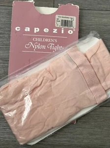 Capezio Girl's Large Footed Tights Nylon Run Resistant Pink New Vintage 1996 - Picture 1 of 6