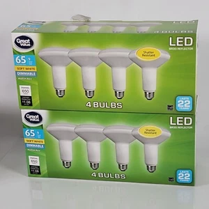 LED Floodlight Bulb 9W (65W Eqiv) BR30 Reflector Dimmable 8 Bulbs Soft White - Picture 1 of 6