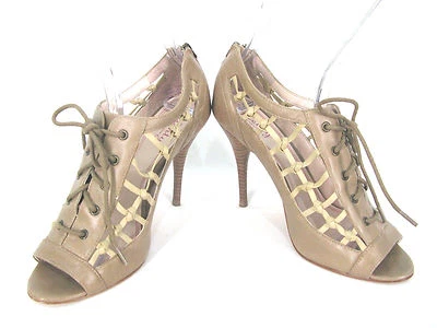 Plenty by Tracy Reese Shoes Women 38 / 7.5 - 8 Tan Leather Stiletto Heel Lace Up - Image 1 of 4