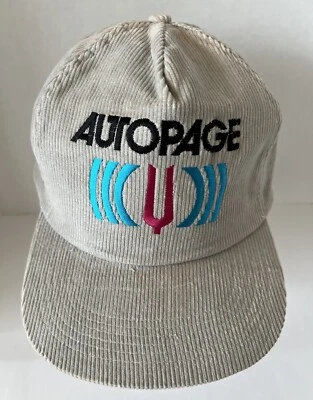 Chapéu Snapback Autopage VTG Veludo Cinza Logotipo Bloco Azul-petróleo Encaixe Duplo Anos 90 - Imagem 1 de 4