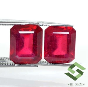 10.02 CTS Natural Ruby Octagon Cut Pair 10x8 mm Calibrated Loose Gemstones GF - Picture 1 of 7