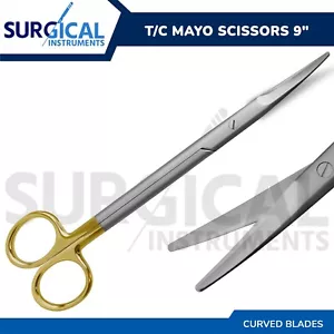 Tijeras dentales quirúrgicas T/C Mayo 9" curvas acero inoxidable grado alemán - Imagen 1 de 8
