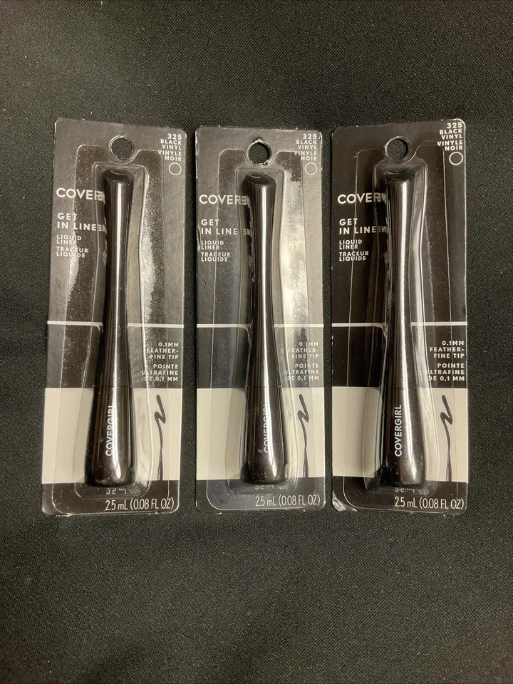 Lot Of 3 COVERGIRL Get In Line Liquid Eyeliner, #325 Black Vinyl, 0.08 oz - Image 1 of 1