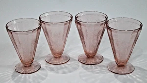 Set of 2 Vintage Jeannette Floral Poinsettia Pink 4.5" Footed Juice Tumbler - Picture 1 of 5