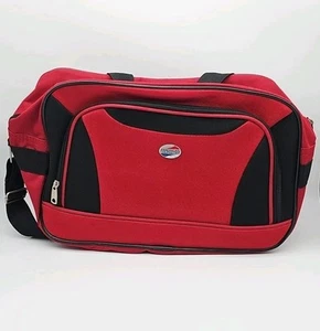 American Tourister Red and Black Carry On Shoulder Bag Adjustable Strap 15X10 - Picture 1 of 16