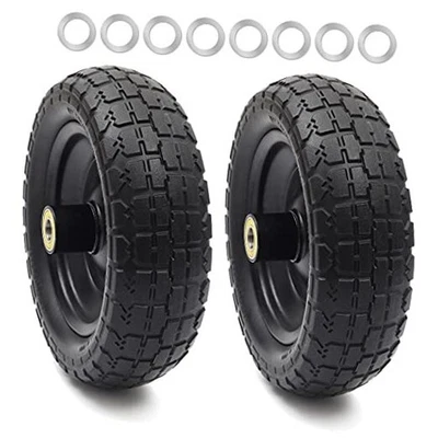  (2-Pack) 10" Flat Free Solid Tire and Wheel - with 10" Solid Tire (2-Wheel) - Image 1 of 4