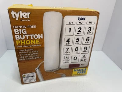 De colección Tyler TBBP-3-WH: Teléfono con cable de botón grande con altavoz Foto 1 de 4