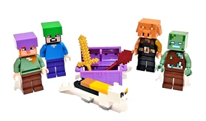Lego Minecraft Minifigure Plack Pack Lot - Piglin Drowned Zombie Calico Cat - Picture 1 of 5