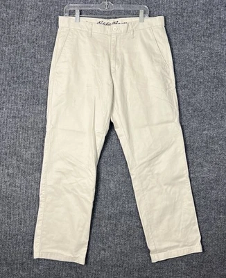 Eddie Bauer Mens Classic Chino Pants Size 33 Tan Flat Front Preppy Cotton - Image 1 of 4