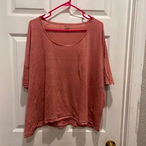 J. Crew Linen Tee Top Womens Size Large Pink Short Sleeve Knit Goods Boxy Boho - Picture 1 of 5