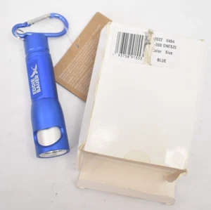 Eddie Bauer Bottle Opener Zoom Flashlight Blue w Carabiner Clip Metal Aluminum - Picture 1 of 7