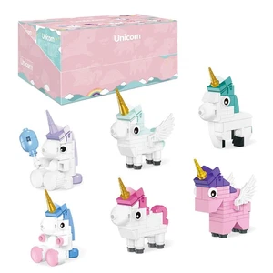 Einhorn Bausteine Set, 6 Stück Einhorn Spielzeug für Mädchen, Kreative Bildung... - Bild 1 von 7