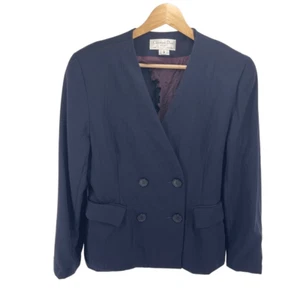 Christian Dior vintage The Suit Blazer Double Breasted Pure Wool Navy Blue Size - Picture 1 of 15