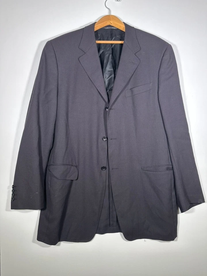 Canali Proposta Barneys NY Pure Wool Blazer Solid Black  Made In Italy US  54 L - Image 1 of 4