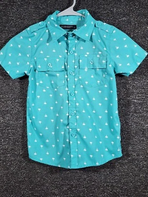 Denim & Rivets Boys Palm Trees Button Up Shirt Short Sleeve Size 5 - Image 1 of 4