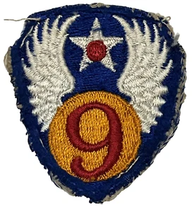 Original WWII USAAF U.S. ARMY 9th AIR FORCE WHITE BACK CUT EDGE PATCH No Glow - Picture 1 of 2