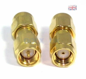 SMA male plug to RP-SMA male jack center RF coaxial adapter connector - UK STOCK - Afbeelding 1 van 2