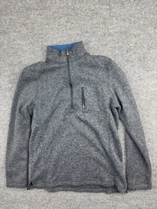 Woolrich Fleece Sweater Men's Medium Gray 1/2 Zip Pockets Pullover Mock Neck - Picture 1 of 7