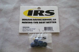 IRS, IRRGANG RACING SERVICES POSI LOCK 8/32" BLUE NYLON DIFF NUTS , VINTAGE, VGC - Picture 1 of 3