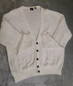Men Cardigans Sweater By Structured Xl White Brown Button Casual Formal Preppy - Picture 1 of 10
