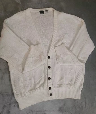 Men Cardigans Sweater By Structured Xl White  Brown Button  Casual Formal Preppy - Image 1 of 4