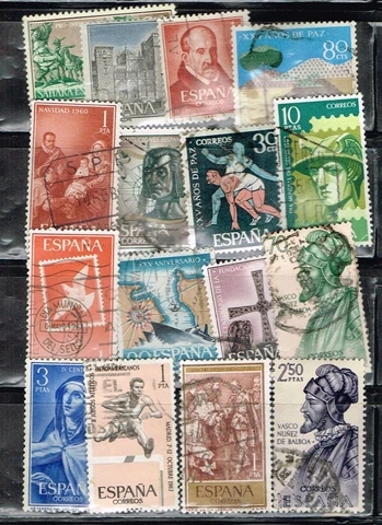 16 Assorted Canceled Postage sTamps From Spain (13-717) Cover