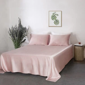 19MM 100% Mulberry Silk Flat Sheet Coverlet Solid Color Real Nature Silk Sheets - Picture 1 of 18