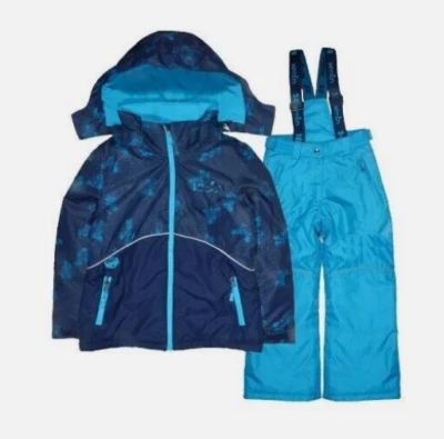 XMTN GIRLS WINTER COAT&BIB PANT SET SKI/BORDER SNOWSUIT(BLUE FLORAL S 7/8)NWT - Image 1 of 4