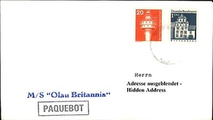 PAQUEBOT Stempel Schiff MS OLAU BRITANNIA Frankatur auf Schiffspost Brief - Picture 1 of 1