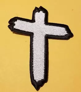 Kleines Kreuz bestickt Bügelbild und oder genäht Patch ca. 2,5 x 3" - Bild 1 von 2