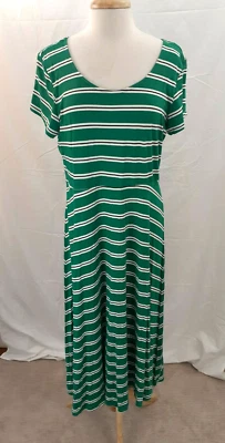 Ronni Nicole 女式 XL 码绿色黑色条纹 S/S 球衣迷笛连衣裙弹力 — 第 1/4 张图片