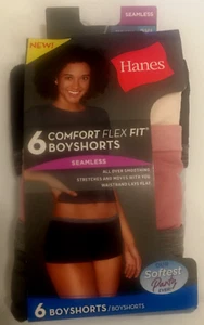Hanes 6 Pair Pack Boyshort Panties Size 2X Comfort Flex Seamless Smooth Stretch - Picture 1 of 12