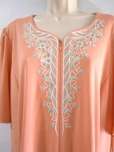 Bob Mackie Wearable Art Salmon Embroidered Zip Up MuMu House Dress with Tag - Picture 1 of 24