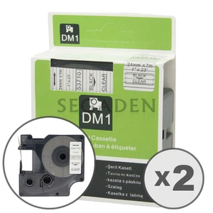 "Cinta de etiqueta transparente negra de 2 piezas apta para DYMO 53710 D1 24 mm 1" - Imagen 1 de 3