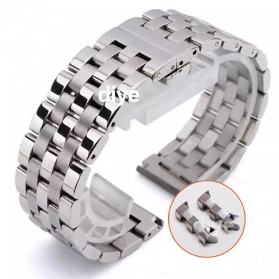 16mm-26mm Straight+Curved End Metal Bracelet Stainless Steel Watch Band Strap - Image 1 of 4