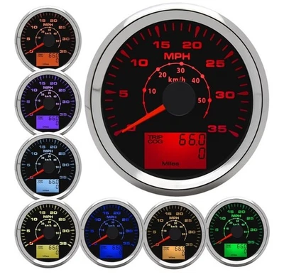 85MM Boat GPS Speedometer Gauge, Waterproof Marine Speedometer 0-35MPH 0-50Km/h  - image 1 of 4