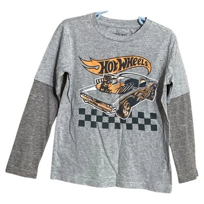 Camiseta Top Hombre Jumping Beans Gris y Naranja Hot Wheels Manga Larga - Talla 6 Foto 1 de 2