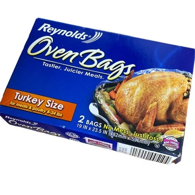 Bolsas para horno Reynolds tamaño pavo para carnes y aves de corral 8-24 libras 19"x23,5" 2 bolsas Foto 1 de 4
