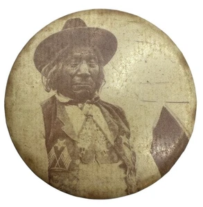 Antique Celluloid Photograph Pocket Mirror Indian Warrior 1911 - Picture 1 of 4
