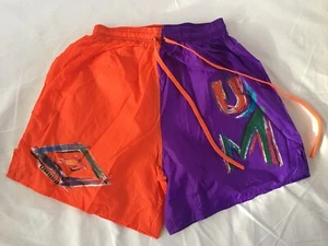 Vintage Umbro Nylon Shorts for Soccer, Swim - Adult S, Purple Orange - Picture 1 of 2