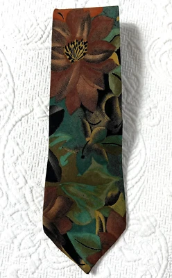 Hardy Amies London Men's Tie Abstract Multicolored Floral Roses Watercolor 61” - Image 1 of 4