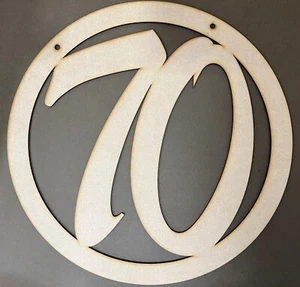 Wooden MDF Number 70 Loop Decoration Available in Various Sizes 70th Decoration - Picture 1 of 1