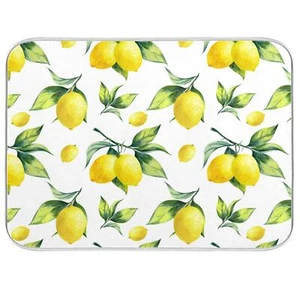 Tropical Lemon Leaves Dish Drying Mat 18x24 Kitchen Absorbent Fast Dry Pad - Picture 1 of 7