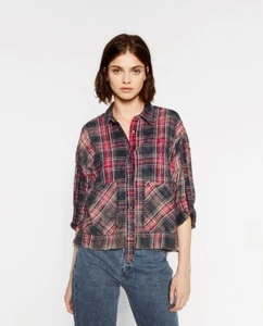 NEU MIT ETIKETT ZARA ROHE KANTE SCHOTTENKARO KARIERTES KARIERTES BUTTON-DOWN-HEMD ~ KASTIG BAUCHFREI DESTRUKTIV ~ SMALL - Bild 1 von 10