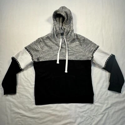 Moletom com capuz feminino Reflex XL preto branco cinza Love Graphic manga longa - Imagem 1 de 4