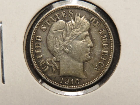 1916-P Barber Dime, AU, Past, light cleaning Cover